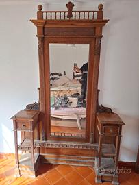 Antica specchiera Liberty con cassetti vintage