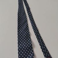 Cravatta Uomo Vintage Blu Pois Bianco Seta