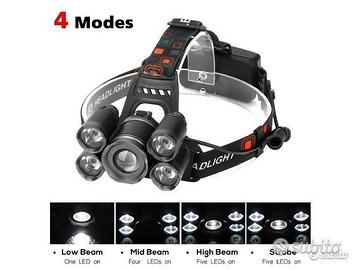 Lampada Frontale LED Ricaricabile - 230° Angolo Luminoso, Impermeabile IPX5, Sensore Di Movimento, Per Corsa E Outdoor - Foto 3