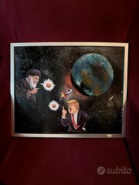 Quadro Pop Art Satirico "Space Conflict" –