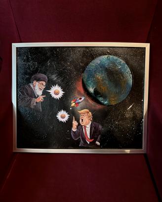 Quadro Pop Art Satirico "Space Conflict" –