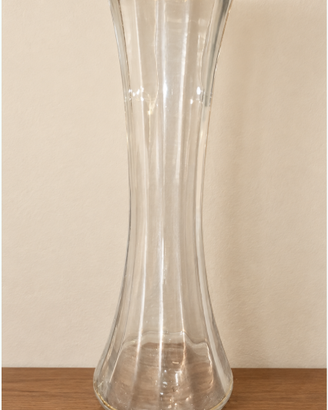 Vaso Vintage Vetro Scanalato e Bordo Oro - H 40 cm