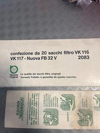 Confezione 20 sacchi filtro VK117 Vorwerk Folletto