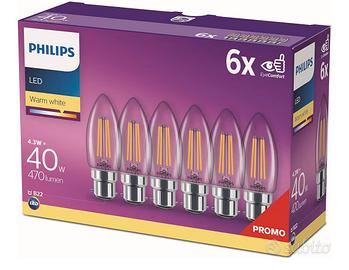 Philips Lampadine Led Filamento Oliva B22-40W
