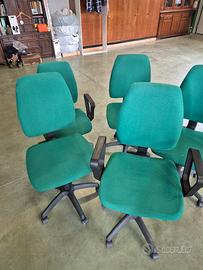 5 Sedie da ufficio girevoli con ruote e braccioli