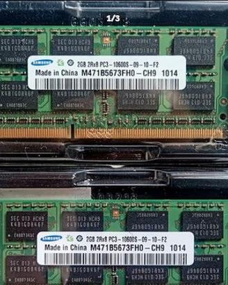 2 banchi Memorie RAM DDR3 2GB 10600 1333MHz
