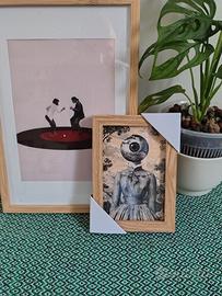 Stampa surrealista gothic pop+cornice in legno 