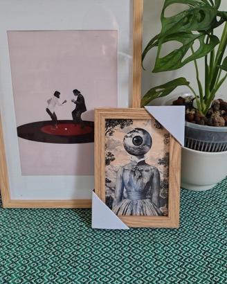 Stampa surrealista gothic pop+cornice in legno 