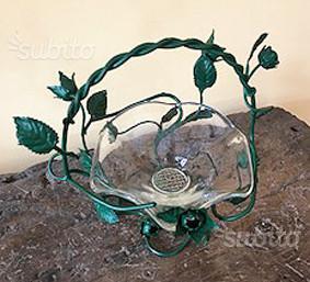 Vaso in vetro e metallo