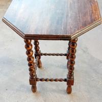 Tavolino antico in legno ottagonale vintage