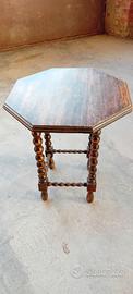 Tavolino antico in legno ottagonale vintage