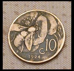Monete da 10 centesimi del 1924 e 1926 Ape Italia 