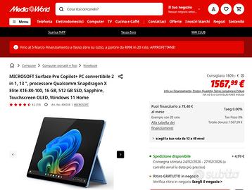 Surface Pro 11 Copilot+ PC 13 pollici OLED X-Elite