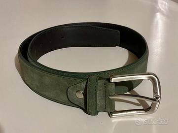 Cintura Vera Pelle Scamosciata Verde Uomo Nuova