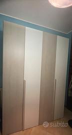 Armadio  a quattro ante in legno frassino bicolore