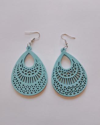 Orecchini Boho Legno Celesti Traforati