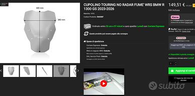 cupolino e deflettori WRS BMW GS1300 standard