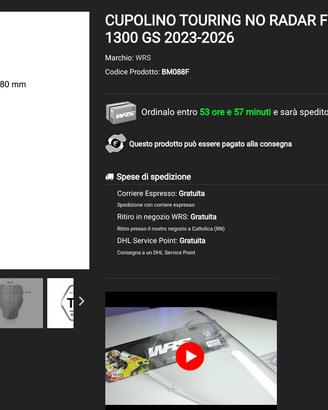 cupolino e deflettori WRS BMW GS1300 standard