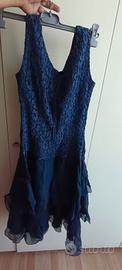 Abito elegante vintage blu notte in pizzo 