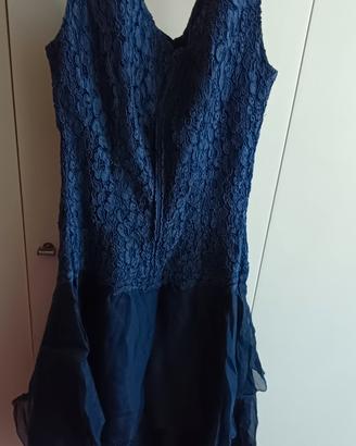 Abito elegante vintage blu notte in pizzo 