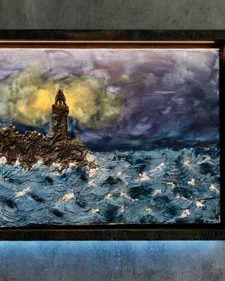 Dipinto con Faro nella Tempesta
