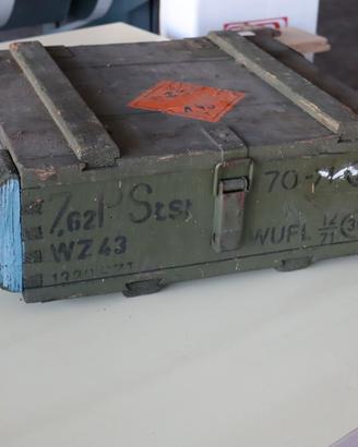 CASSA MILITARE BAULE IN LEGNO ESERCITO