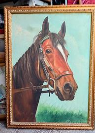 Quadro con Cavallo dipinto a mano su tela a olio.