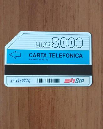 Carta Telefonica SIP – Lire 5.000 – Validità 1990