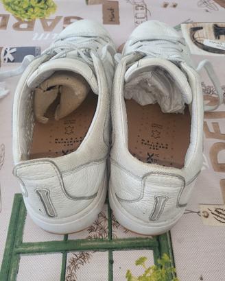 scarpe sneakers uomo geox  nebula pelle bianca par