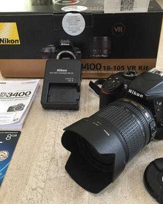 Fotocamera digitale Nikon D3400 con obiettivo 18-1