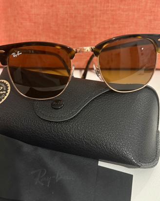 Ray-Ban Clubmaster marroni e oro nuovi