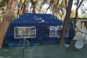 roulotte più veranda più cucinotto gazebo blu 