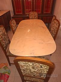 Tavolo da pranzo con 6 sedie vintage