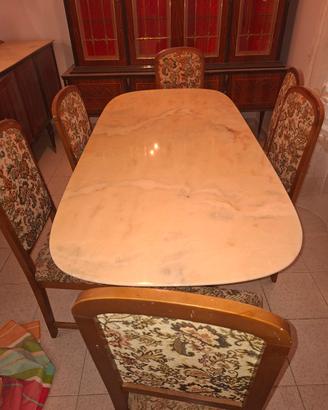 Tavolo da pranzo con 6 sedie vintage
