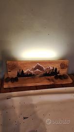 decorazione in legno fatta a mano montagne