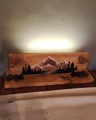 decorazione in legno fatta a mano montagne