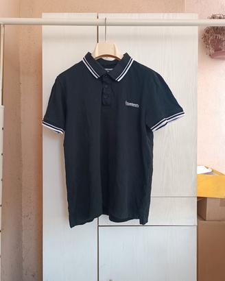 Lambretta Twin Tipped Polo Casual Moda Retro Black