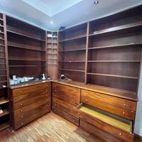 Libreria e cassettiere in multistrato mogano