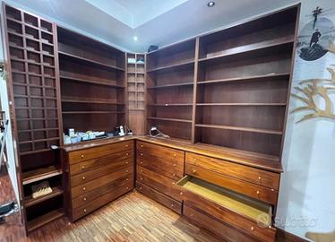 Libreria e cassettiere in multistrato mogano