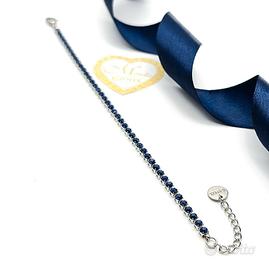 Bracciale Tennis blu Zirconi Acciaio Uomo