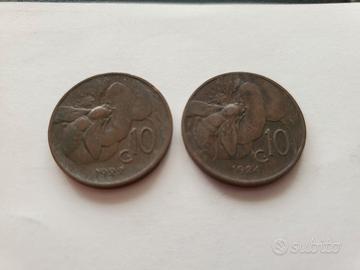 10 CENTESIMI 1922 E 1924 
LOTTO ttDI 2 MONETE 