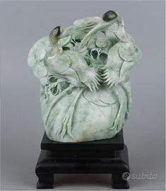 Antica scultura in giada naturale dushan Cina 1900