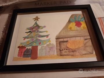 Caminetto decorativo e albero di natale addobbato