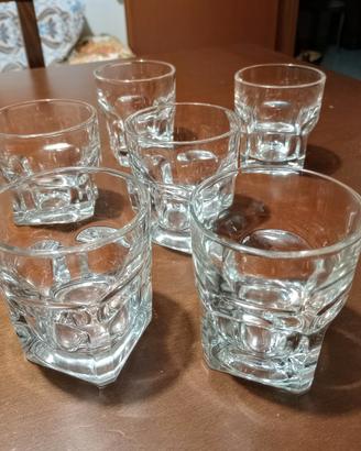 Set 6 bicchieri bassi in vetro trasparente sfacce