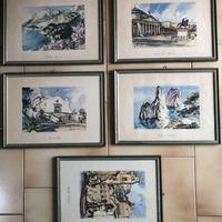 5 Stampe Napoli 1960 costumi personaggi paesaggi