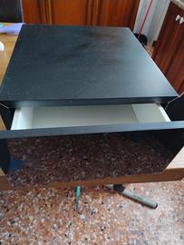 Lago design comodino sospeso nero con vetro front