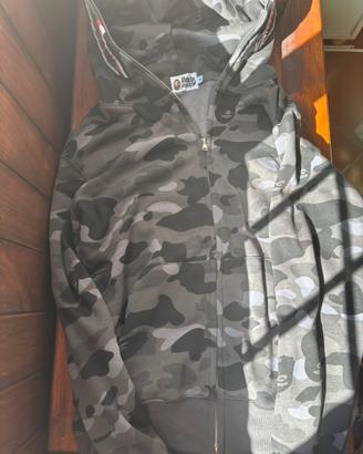 Felpa bape shark zip nera