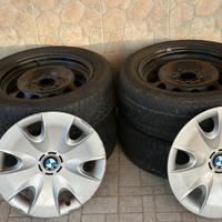 Set 4 ruote BMW 16” cerchi ferro + coperchi+ gomme