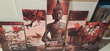 quadro buddha 5 pezzi