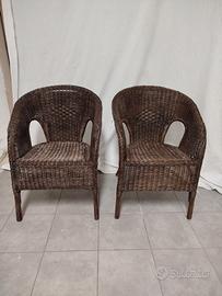 coppia poltrone in midollino e vimini anni 70 